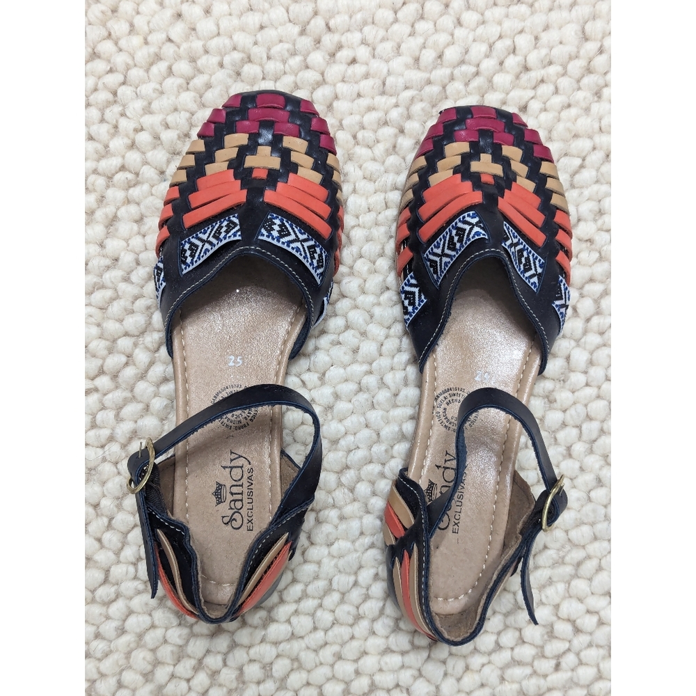 Handmade Mexican Huarache Ankle Strap Sandals Women's Size 7 - Picture 9 of 12